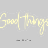 LED-neonskilt «Good Things», gult lys og størrelse 99x47 cm