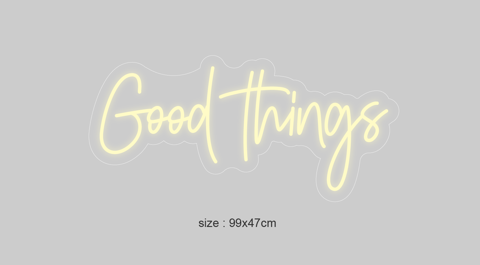LED-neonskilt «Good Things», gult lys og størrelse 99x47 cm