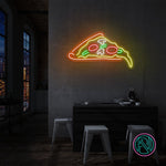 Pizzaformet LED-neonskilt med flerfarget konturbelysning