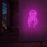 LED-neonskilt med «Skriet»-motiv i rosa neon
