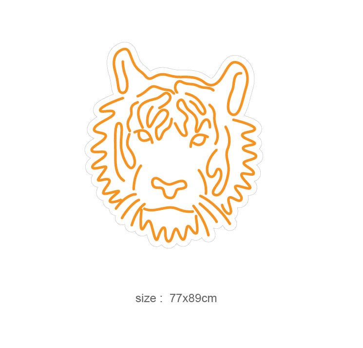 LED neonskilt med tigerhode i neon-oransje