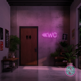 "WC m pil" Led neonskylt. 14 färger