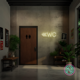 "WC m pil" Led neonskylt. 14 färger