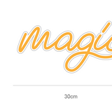 LED neonskilt «magic» med mål 30 cm og 13 cm, oransje kontur